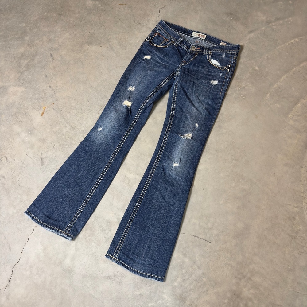 Vintage MEK Denim New Havana Bootcut Jeans Women 27x34 Blue Distressed Y2K Flare